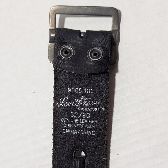 Levi’s Black Leather Grommet Belt Sz 32 Punk Y2K Streetwear - Picture 5 of 9